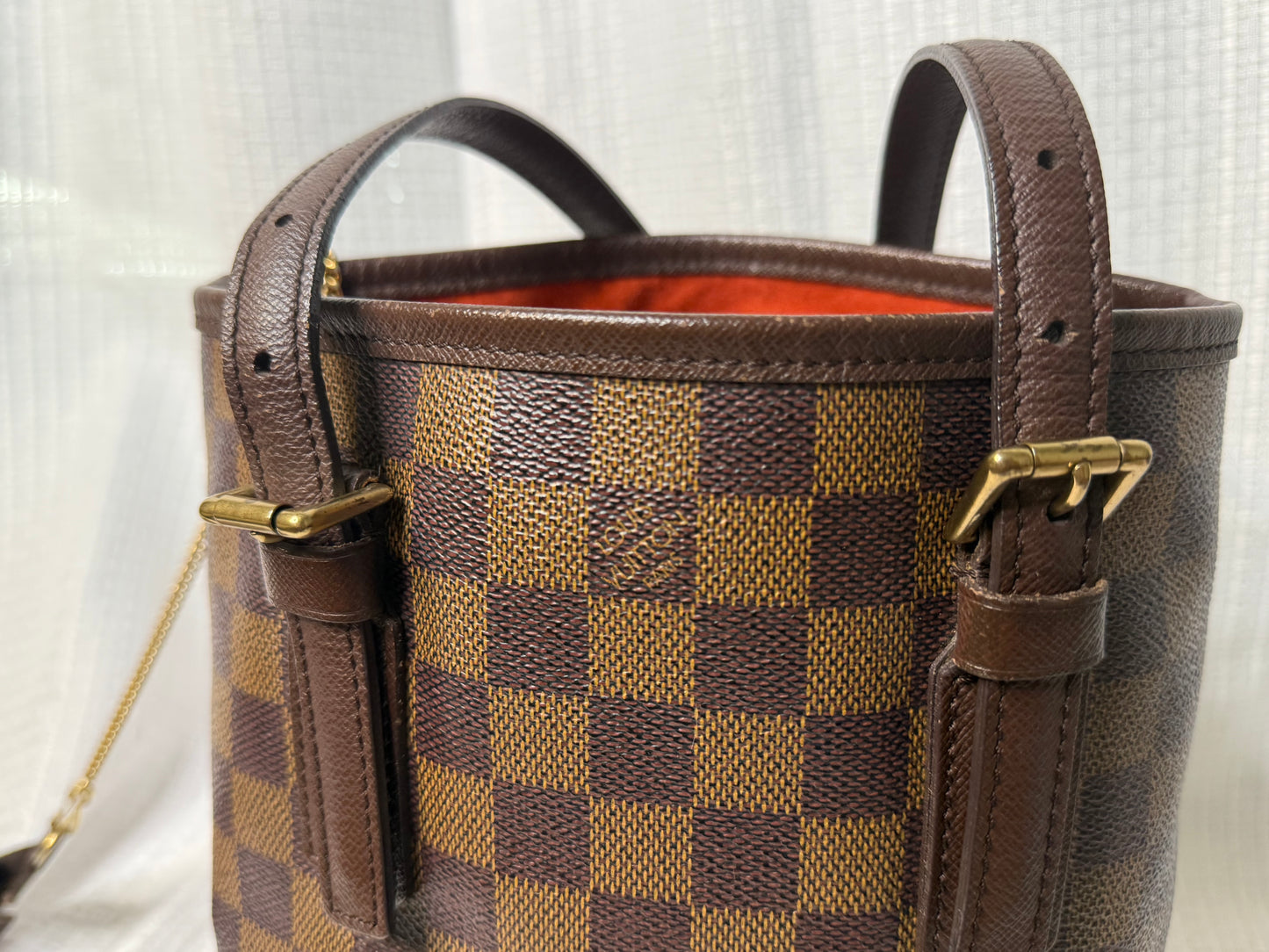 Louis Vuitton Damier Ebene Bucket Bag with Pouch
