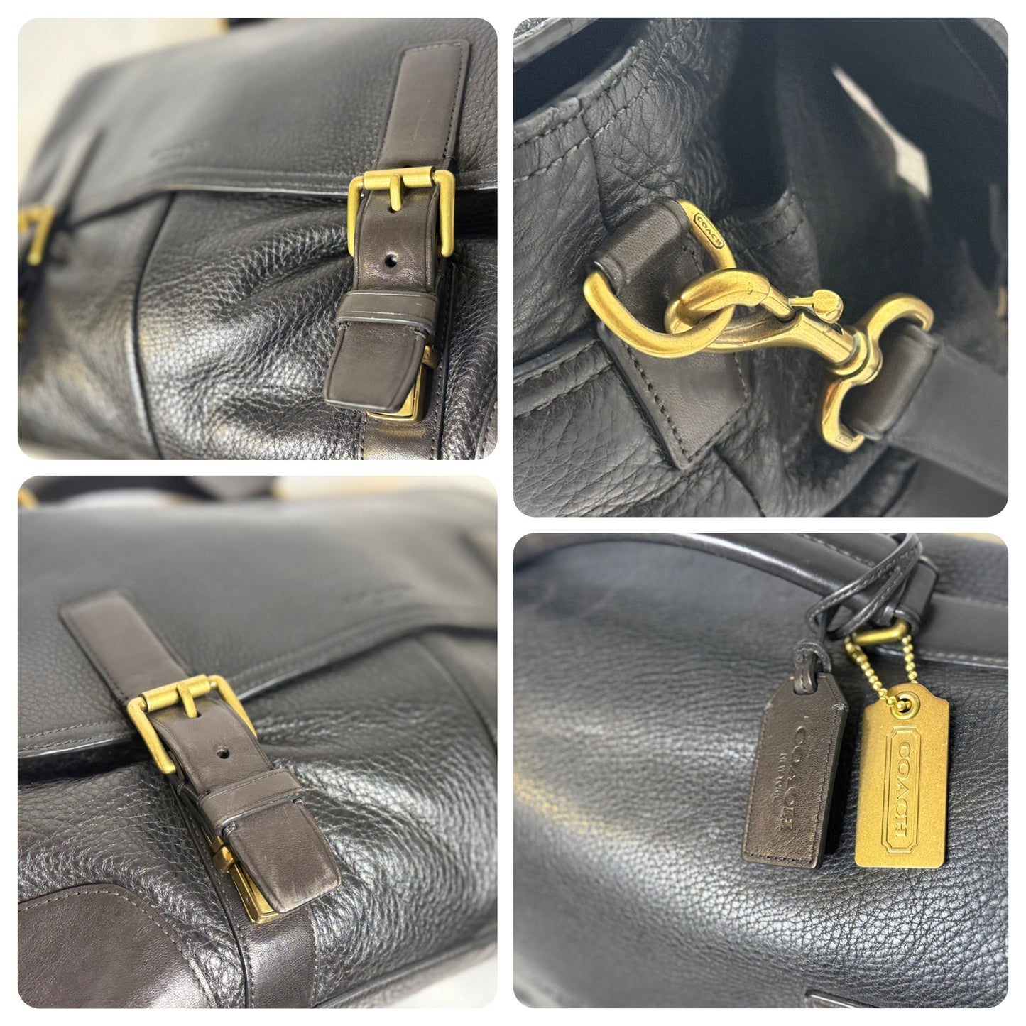 Coach black pebbled leather messenger/briefcase