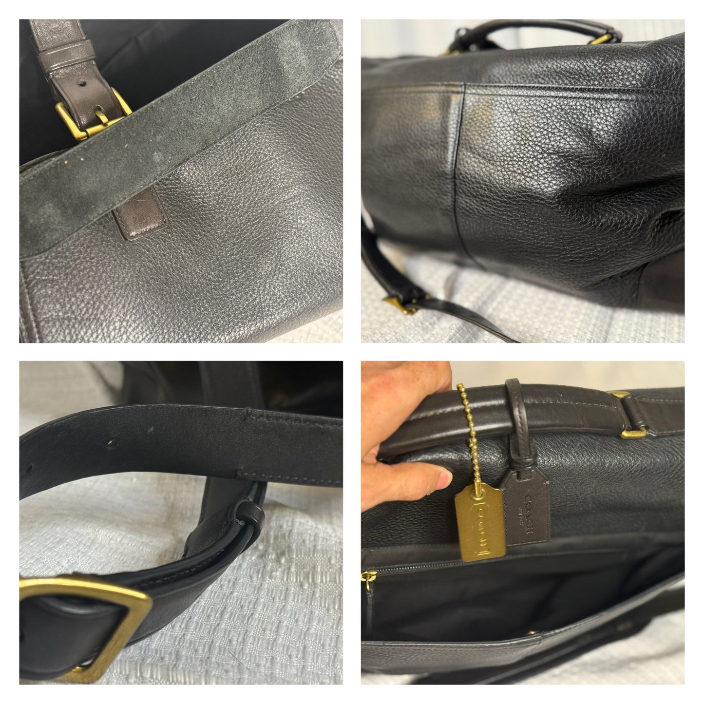 Coach black pebbled leather messenger/briefcase
