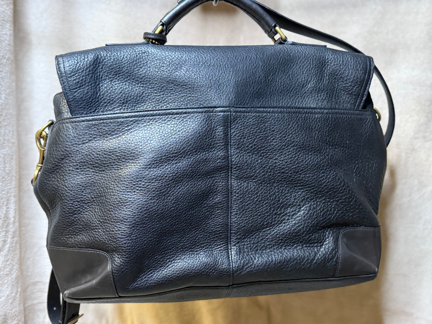 Coach black pebbled leather messenger/briefcase