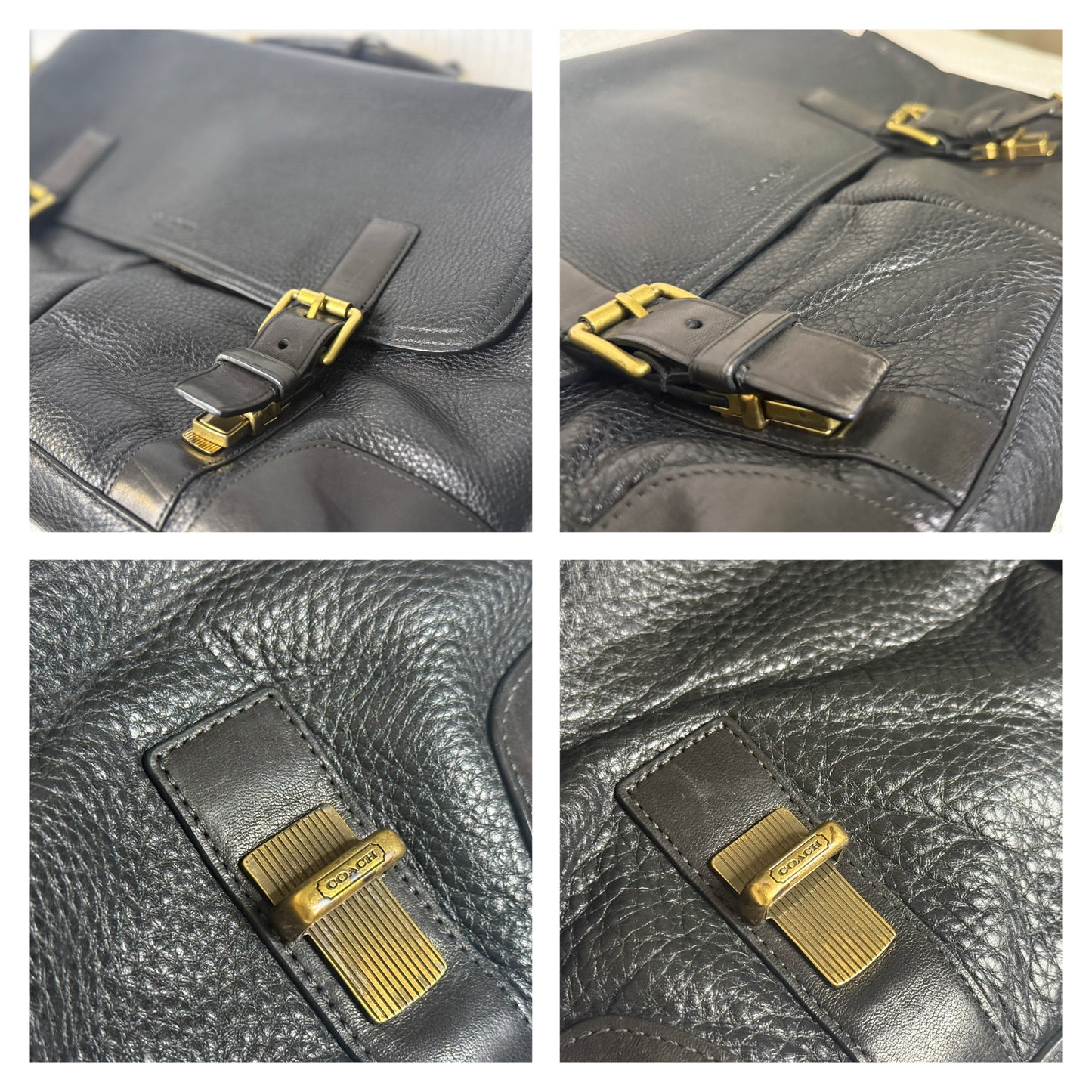 Coach black pebbled leather messenger/briefcase
