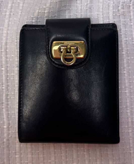 Salvatore Ferragamo Black Leather Wallet
