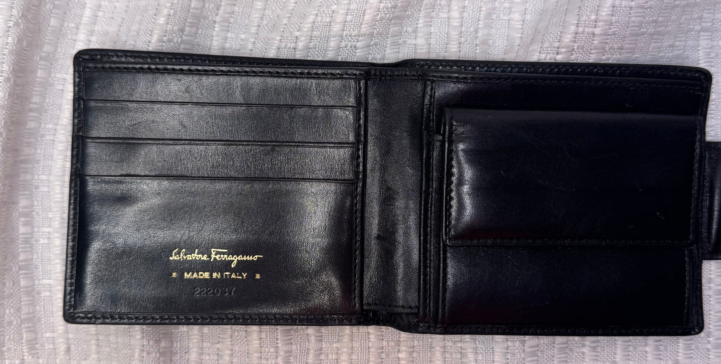 Salvatore Ferragamo Black Leather Wallet