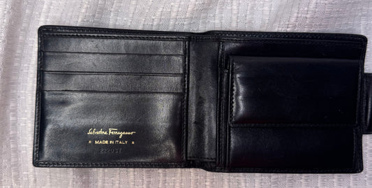 Salvatore Ferragamo Black Leather Wallet